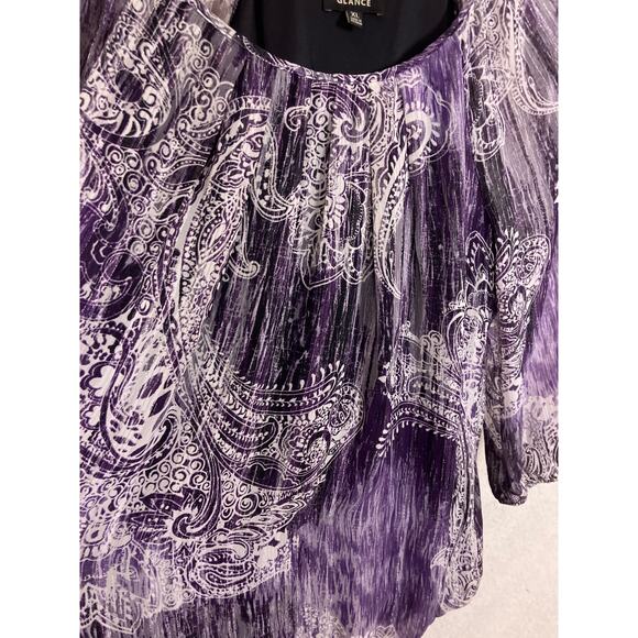 Glance Y2K Fairycore Purple Silver Paisley Shirt Women’s XL – Vintage Boho Top - Picture 2 of 6